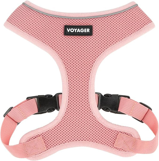 Aerolite No Pull Mesh Dog Harness with Lightweight, Soft, Breathable Chest Coverage, Reflective Stitching, and Adjustable Straps for Walking, Running, Training, Heavy Duty and Durable - Pink, XL