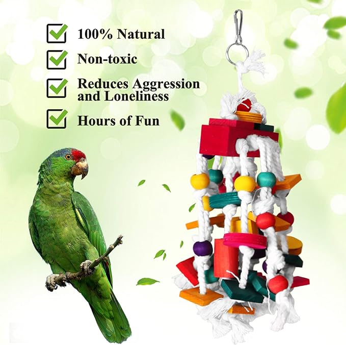 Rypet Bird Chewing Toy - Parrot Cage Bite Toys Wooden Block Bird Parrot Toys for Small and Medium Parrots and Birds