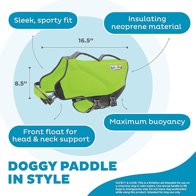 Outward Hound Dawson Swim Green Dog Life Jacket, XL