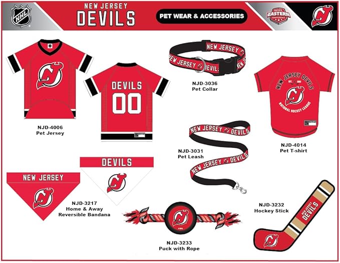 Pets First NHL New Jersey Devils Leash for Dogs & Cats, Medium. - Walk Cute & Stylish! The Ultimate Hockey Fan Leash!, Medium (4 ft Long x 0.62 in Width) (NJD-3031-MD)