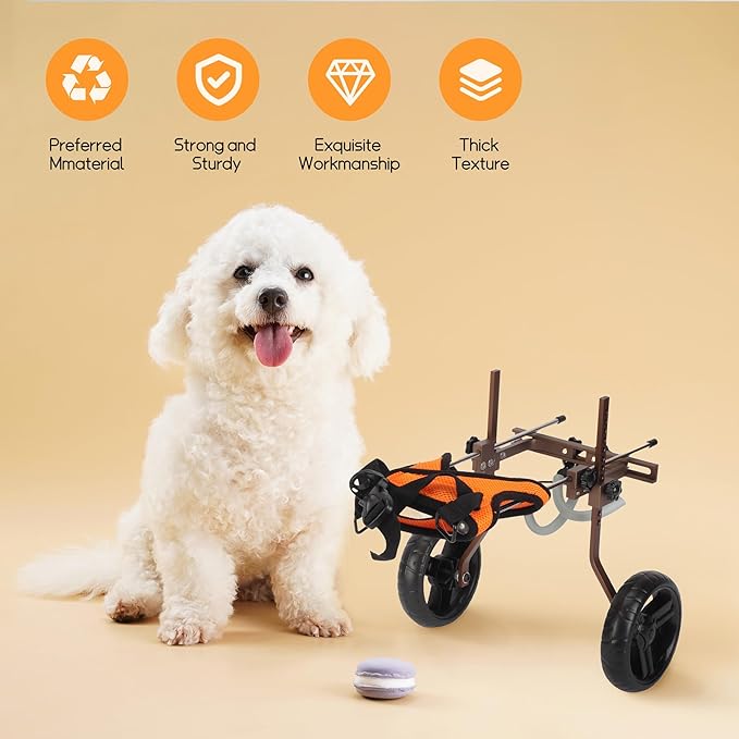 Aluminum Small Dog Wheelchair for Back Legs, 10-18lbs Pet Wheelchair, Removable Adjustable Dog Wheelchair, Lightweight Pet Supplies Doggy Wheelchair for Disabled Injured Dog Walking