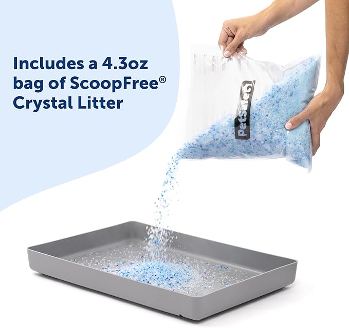 Official PetSafe ScoopFree Complete Reusable Tray - Includes 4.3 lb of Premium Blue Crystal Litter - Compatible with All PetSafe ScoopFree Complete Automatic Self Cleaning Litter Box System