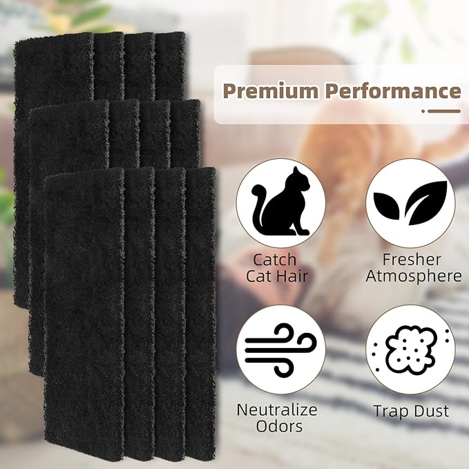 12 Pack Carbon Filters Compatible with Litter-Robot 3 by Whisker, Cat Litter Box Filters Replacement Absorb Odors and Control Damp from Pets, Keep Home Fresh