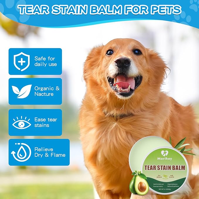 Pet Tear Stain Remove Balm,2.1oz 100% Organic & Natural Planted Balm Soother & Moisturizer Eye Care for Dogs and Cats,Relief Eye Area dry, tear stain,Gentle and Non-irritation