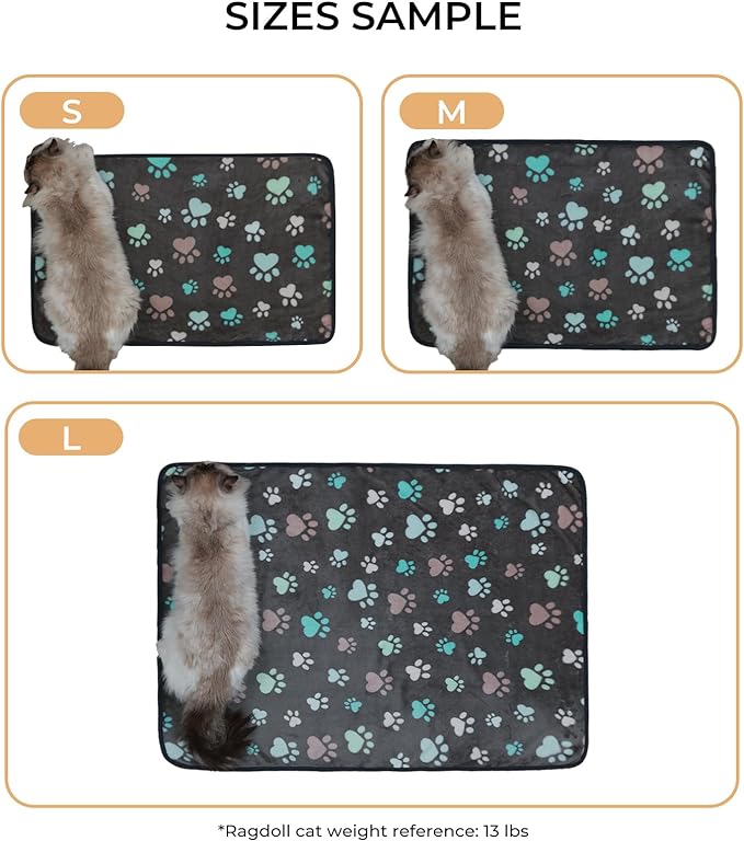 1 Pack 6 Blankets Dog Cat Soft Fluffy Fleece Pet Blanket Warm Cute Print Design Puppy Kitten Blanket Doggy Paw Large(41"x31")