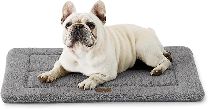 Bedsure Washable Dog Crate Bed for Small Dogs, Reversible Foam Floor Dog Mat, Lightweight Travel Flat Pet Beds for Indoor & Outdoor Dogs (24" x 18", Grey)