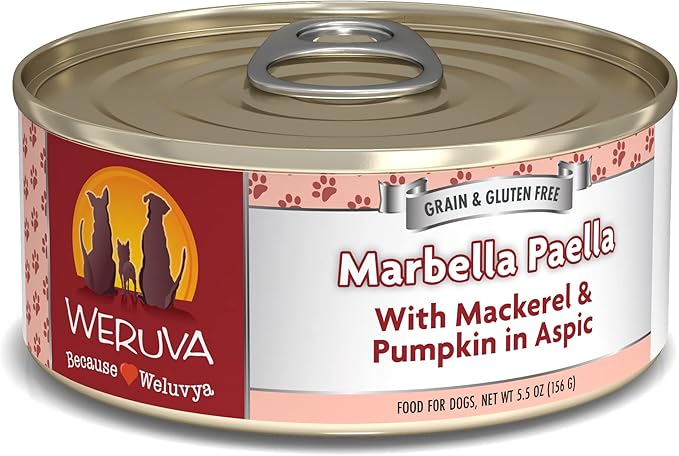 Weruva Classic Dog Food, Marbella Paella with Mackerel & Pumpkin in Aspic, 5.5Oz Can (Pack of 24)