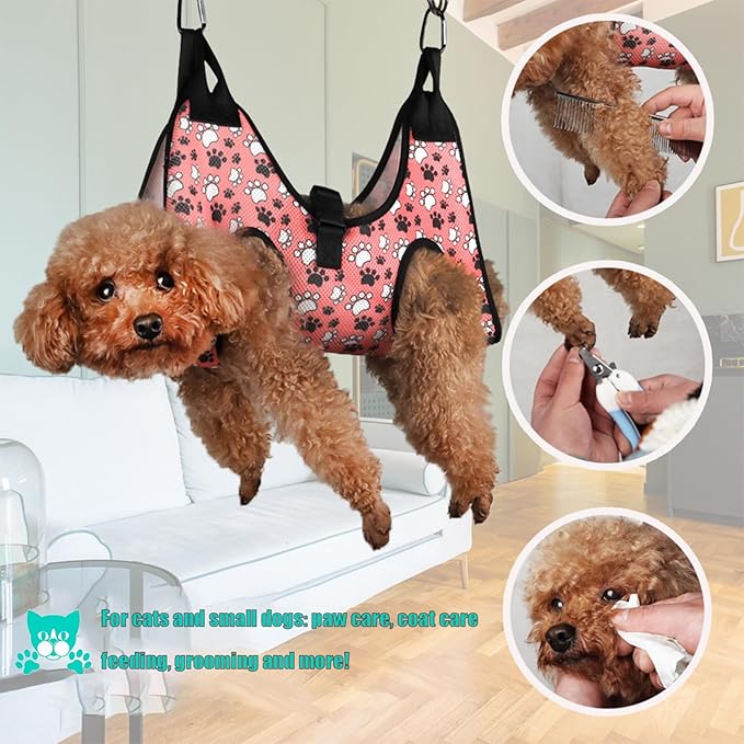 Cat and Dog Grooming Hammock with Safety Belt for Nail Clipping,Cat Bathing Bag for cat Nail Trimming, Dog Grooming Harness(XS,Be Sure to Check The Size Chart)