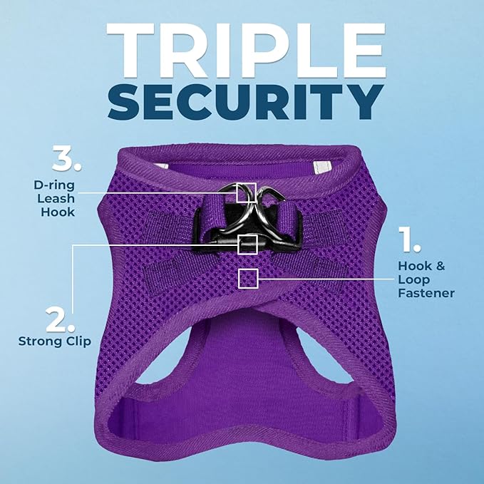 Voyager Step-in Air Dog Harness - All Weather Mesh Step in Vest Harness for Small and Medium Dogs and Cats by Best Pet Supplies - Harness (Purple), L (Chest: 18-20.5")