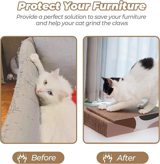 ComSaf Cat Scratcher Cardboard, Kitty Cat Scratching Pad Recycle Corrugate Scratcher Cat Scratch Bed Long Lasting Reversable (Triangle)
