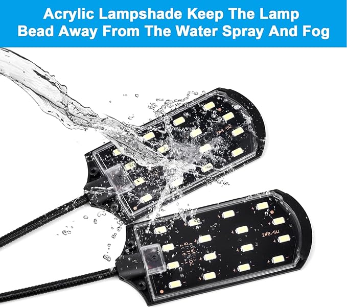 WEAVERBIRD Double Head Aquarium Fish Tank Light 15W 32 LED Aquarium Planted Clip Lamp 1600LM White LED Lighting for 8-15 Inch Fish Tank