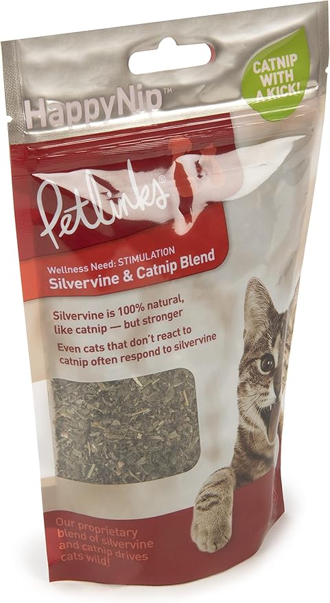 Petlinks HappyNip Silvervine & Catnip Blend, Highly Potent, Resealable Pouch - 2.0 Ounces