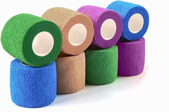 WePet Pet Wrap, Self-Adhesive Non-Woven Bandage, Emergency Cohesive Gauze, for Dogs, Cats, Horse, Birds, Wounds, Wrist Healing, Ankle Sprain, 2 Inch, 8 Rolls