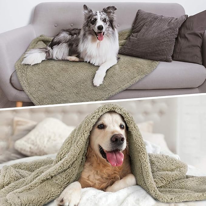 PetAmi Fluffy Waterproof Dog Blanket for Medium Large Dogs, Soft Warm Pet Sherpa Throw Pee Proof Couch Cover, Reversible Cat Bed Blanket Sofa Protector, Plush Washable Pad (Taupe Camel, 40x60)