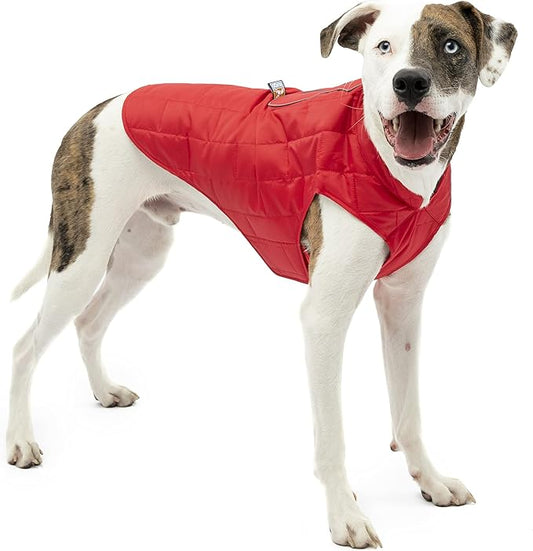 Kurgo Loft Dog Jacket, Reversible Dog Coat, Wear with Harness or Sweater, Water Resistant, Reflective, Winter Coat for Small Dogs (Chili Red, S)