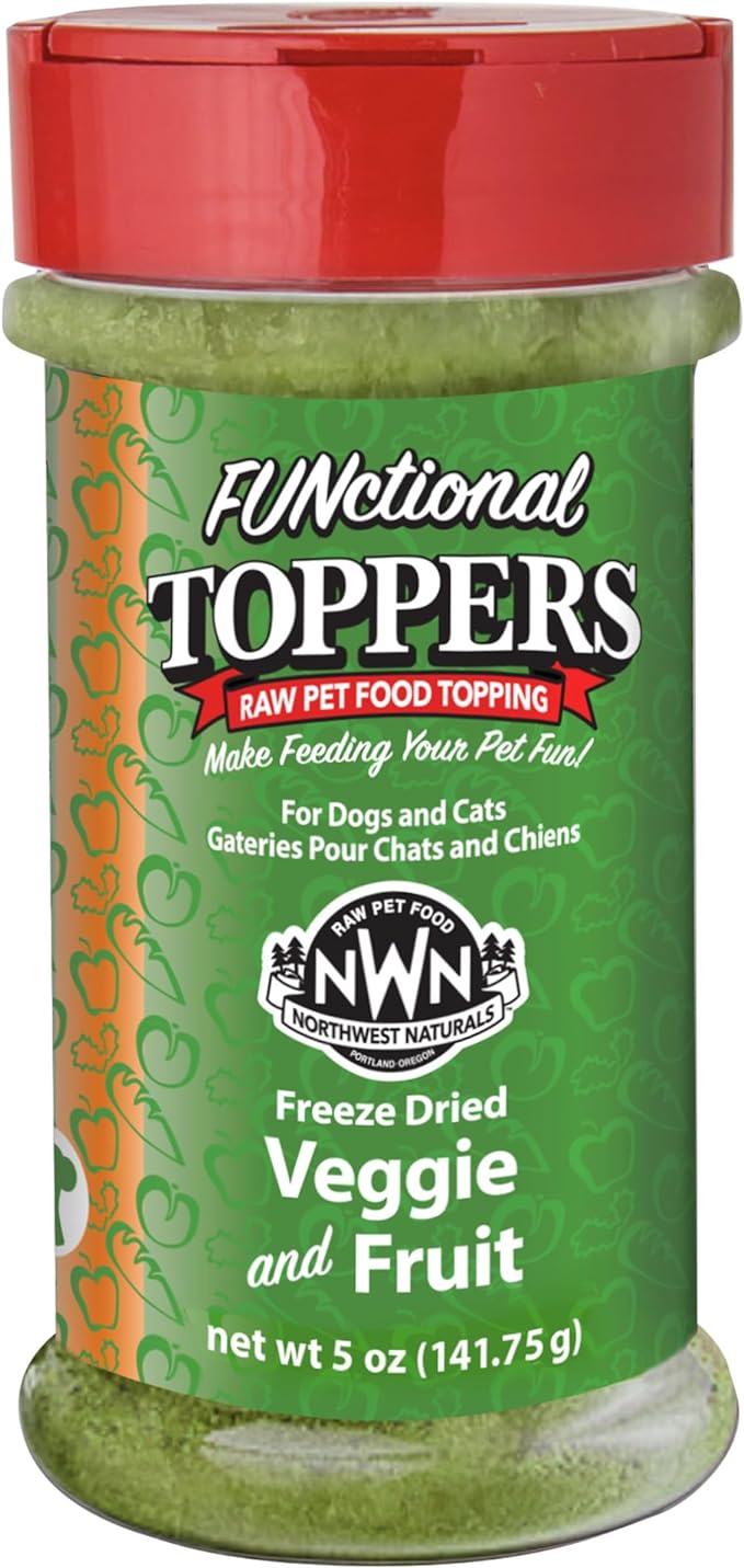 Northwest Naturals Freeze-Dried Veggie & Fruit Functional Topper - for Dogs & Cats - Healthy, Limited Ingredients, Human Grade Pet Food, All Natural - 5 Oz (Packaging May Vary)