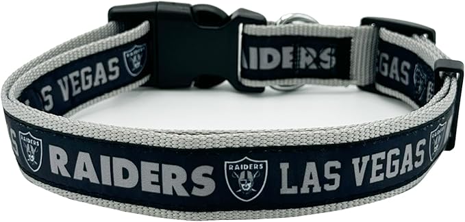 Pets First NFL Las Vegas Raiders Licensed PET COLLAR, Large - Heavy-Duty, Strong, and Durable Dog Collat. Available in 32 Football Teams