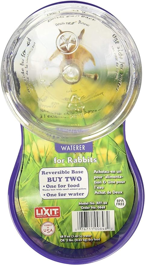 Lixit Reversible Waterer/Feeder for Rabbits and Other Small Animals. (Pack of 2)