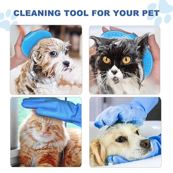 2pcs dog washing gloves and dog bath brush, 2-in-1 pet shower set | Suitable for dogs, cats, bath massage, and pet grooming