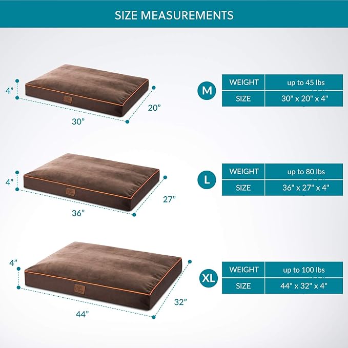 Bedsure Waterproof Dog Beds for Meidum Dogs - Up to 50lbs Medium Dog Bed with Removable Washable Cover, Pet Bed Mat Pillows, Brown