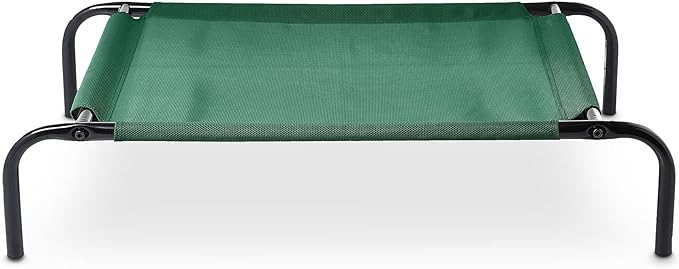Amazon Basics Cooling Elevated Dog Bed with Metal Frame, Small, 36 x 22 x 7.5 Inch, Green
