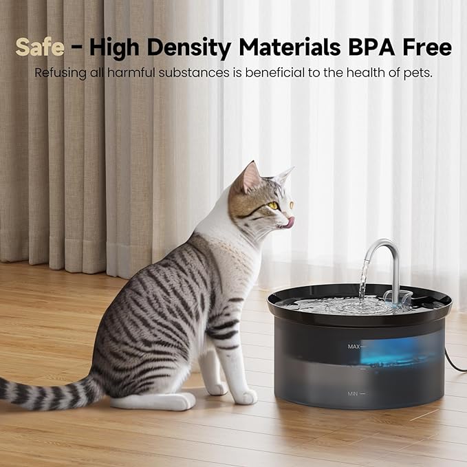 Cat Water Fountain: BMDSAE 88Oz Pet Water Fountains Indoor 24/7 Running Water Supplies Dispenser for Drinking Dish Automatic Dog Waterer Bowls Flow Ultra Quiet Pump Faucet Bottle Watering