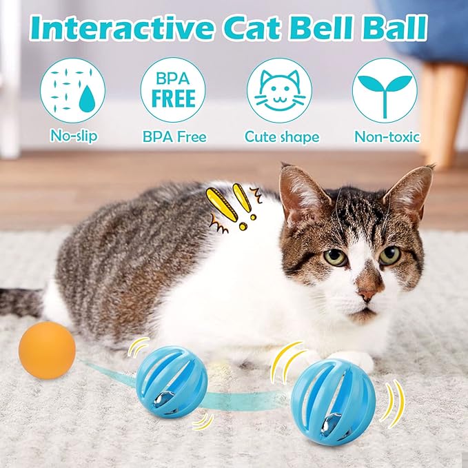 UPSKY Cat Toy Roller 4-Level Turntable Cat Toy Balls with Three Colorful Balls and Bell Ball X Turntable Interactive Kitten Fun Mental Physical Exercise Puzzle Toys.