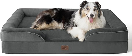 Bedsure Orthopedic Dog Bed for Extra Large Dogs - XL Washable Dog Sofa Bed Large, Supportive Foam Pet Couch Bed with Removable Washable Cover, Waterproof Lining and Nonskid Bottom, Dark Grey