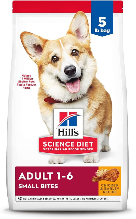 Hill's Science Diet Adult 1-6, Adult 1-6 Premium Nutrition, Small Kibble, Dry Dog Food, Chicken & Barley, 5 lb Bag