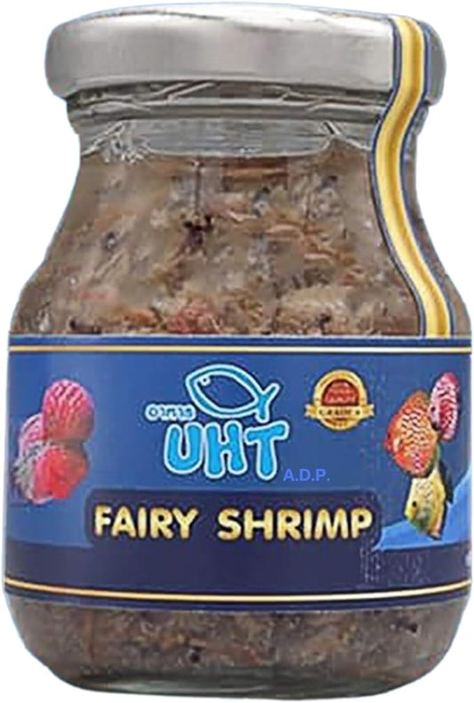 UTH Fish Food Fresh Fairy Shrimp 75 g. Best Tropical Fish Food Grow Faster & Color Enhancer Slow Sinking Like Pellets High Protein 74.41% for All Baby Fry Newborn Fish Feed & Small Fish Care