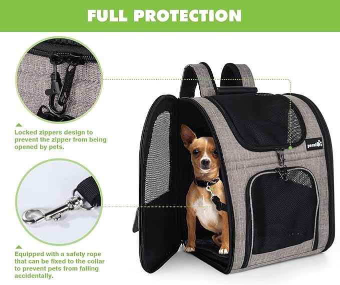 Pecute Pet Carrier Backpack, Dog Carrier Backpack, Expandable with Breathable Mesh for Small Dogs Cats Puppies, Pet Backpack Bag for Hiking Travel Camping Outdoor