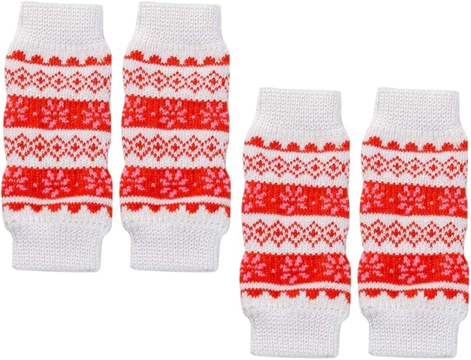 4pcs Pet Leg Ankle Sleeves Dirt Leg Cover - Urine Warm Knee Pad (Christmas Snow, Size S)- Christmas Decorations for Pet Cat