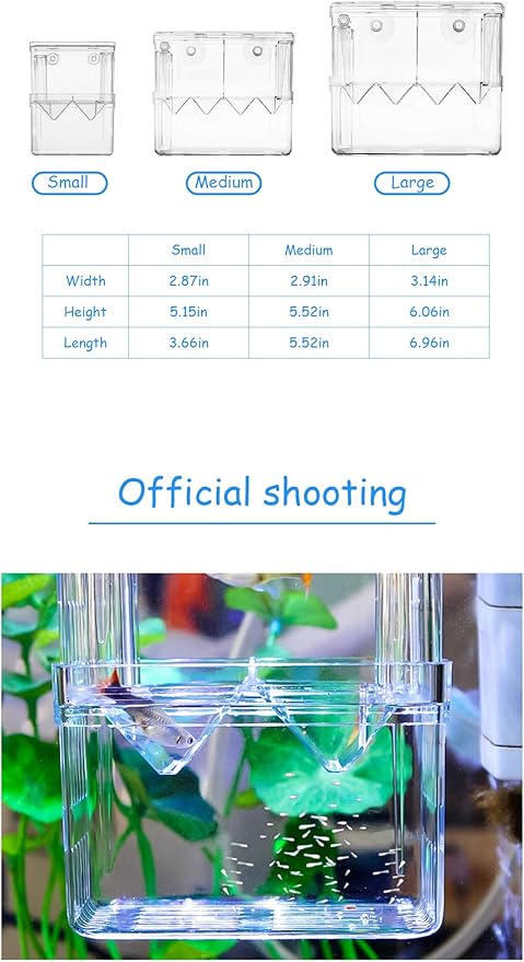 Fish Breeding Box Aquarium Fish Tank Hatchery Incubator Breeder Box Fish Breeding Tanks Acrylic White Breeder Isolation Divider Hatching Boxes with Suction Cups