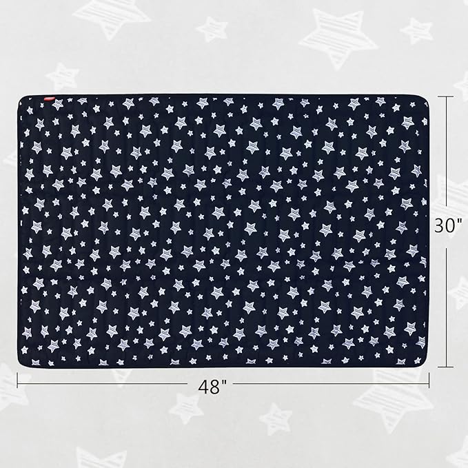 Dog Crate Mat (48" X 30"), Soft Dog Bed Mat with Cute Prints, Personalized Dog Crate Pad, Anti-Slip Bottom, Machine Washable Kennel Pad, Black