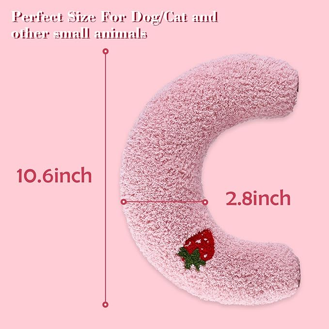 T'CHAQUE Soft Dog Bed Pillows, Ideal Naptime Sleeping Companion for Small Indoor Dogs and Cats, Pet Neck Pillow for Upper Spine Support, Cuddle Snuggle Doggy/Kitten Pillow Training Toy, Pink