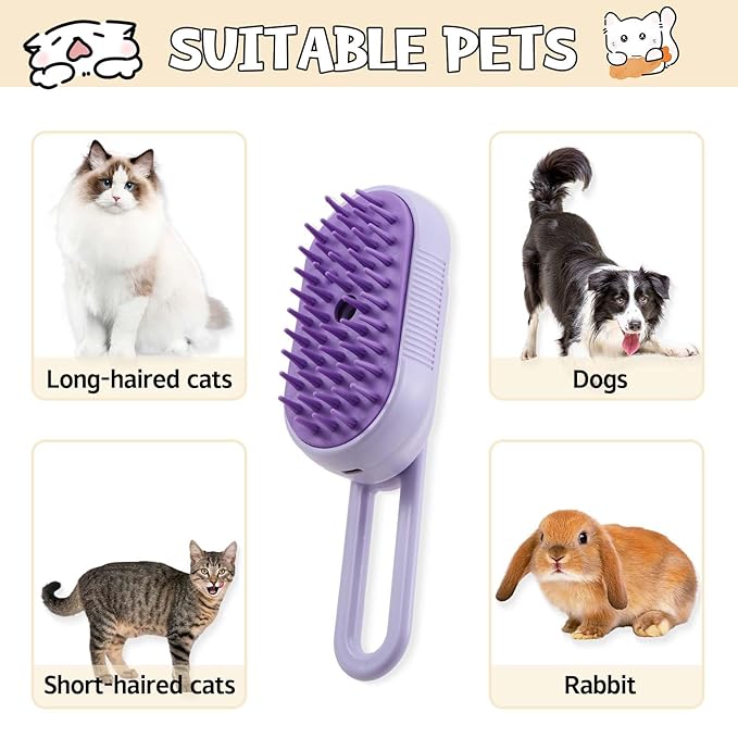 Cat Steam Brush, Cat Spray Comb, Pet Massage Shedding Brush, Rechargeable Silicone Steam Hair Brush, Multi-functional Cat And Dog Hair Brush,Cat Hair Steam Brush