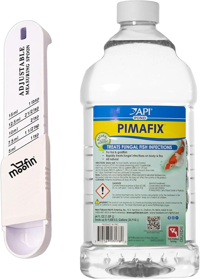 Pond Pimafix Antifungal Fish Treatment, 64 Floz- Effective Pond Fish Infection Rectify, Safe for Koi Goldfish, Bundle with Measuring Spoon, Easy-to-Use, Pond Fish Treatment, Pack of 1