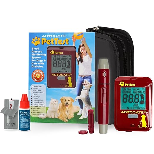 PetTest Glucose Monitoring System for Dogs & Cats - Classic Expert Diabetic Pet Blood Sugar Check Kit - Includes Classic Glucose Meter, 25 Test Strips, Lancing Device, 25 Lancets, Carrying Pouch