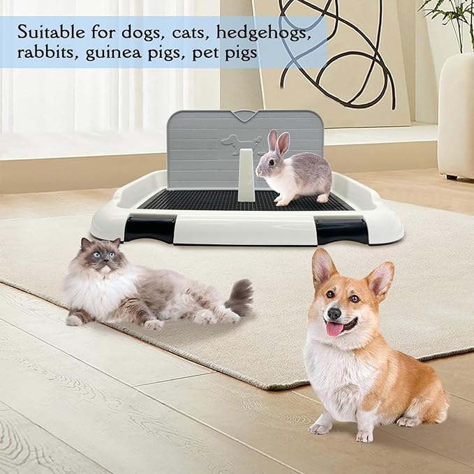 Hamiledyi Dog Toilet Dog Potty Pet Indoor Potty Indoor Potty Training Tray Simulated Wall Dog Toilet Portable Indoor Removable Dog Toilet with Removable Grille for Small and Medium Dogs (Black)