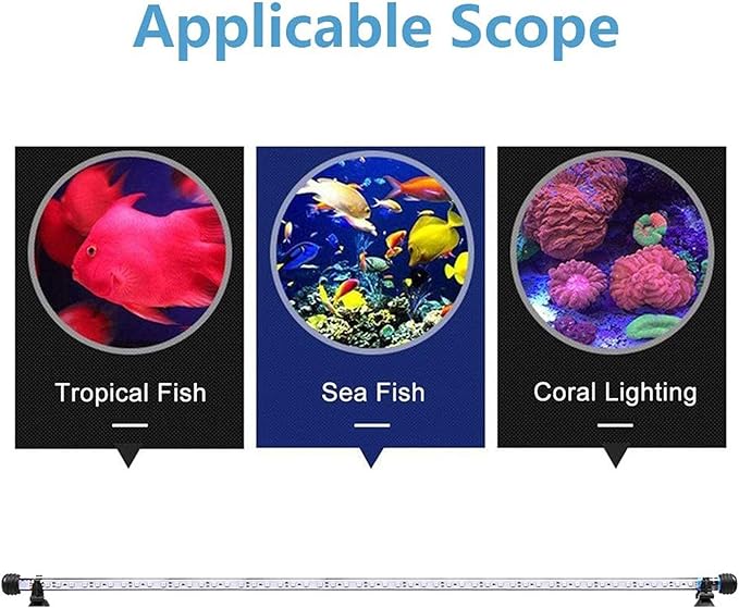 LED Aquarium Light, 7-44 Inch Waterproof Fish Light White with Blue, RGB Underwater Lamp Submersible LED Light for Fish Tank