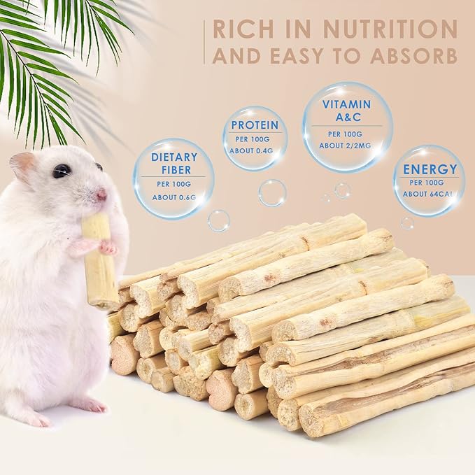 Bissap 700g/1.5Ib Sweet Bamboo Sticks for Rabbits, Bunny Chew Toys for Rabbits Hamster Chinchilla Guinea Pigs Rabbit Squirrel Small Animals Natural Treats Teeth Grinding Chew Sticks