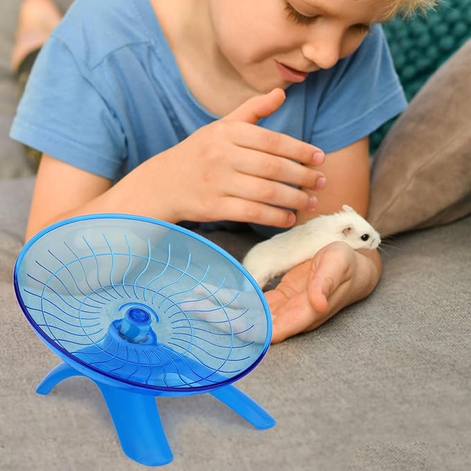 Hamster Wheel Silent Hamster Exercise Wheel Running Spinner Hamster Flying Saucer for Hamsters Gerbils Mice and Other Small Pets (Blue)