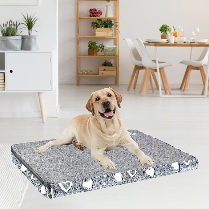 VANKEAN Dog Crate Mat Reversible Cool and Warm, Stylish Dog Bed for Crate with Waterproof Inner Linings and Removable Machine Washable Cover, Firm Support Dog Pad for Small to XX-Large Dogs, Grey