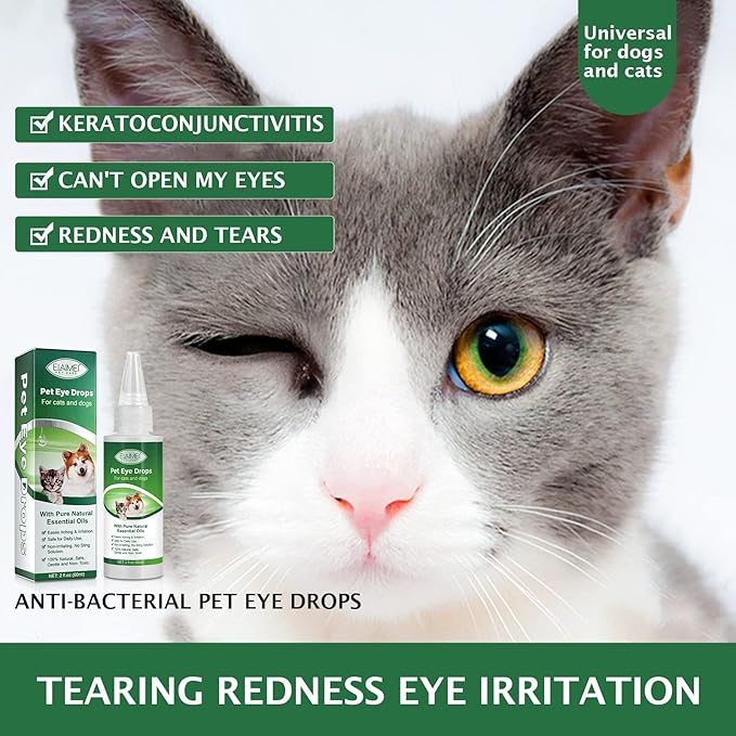 Eye Drops for Dogs and Cats, Gentle Formula Dog Eye Drops, Flush & Soothe Eye Irritations Supports Eyes Infection Relief Eye Cleaner, - Pet Eye Gentle Care Supplement Cats Drops for Eyes - 4.04 fl oz