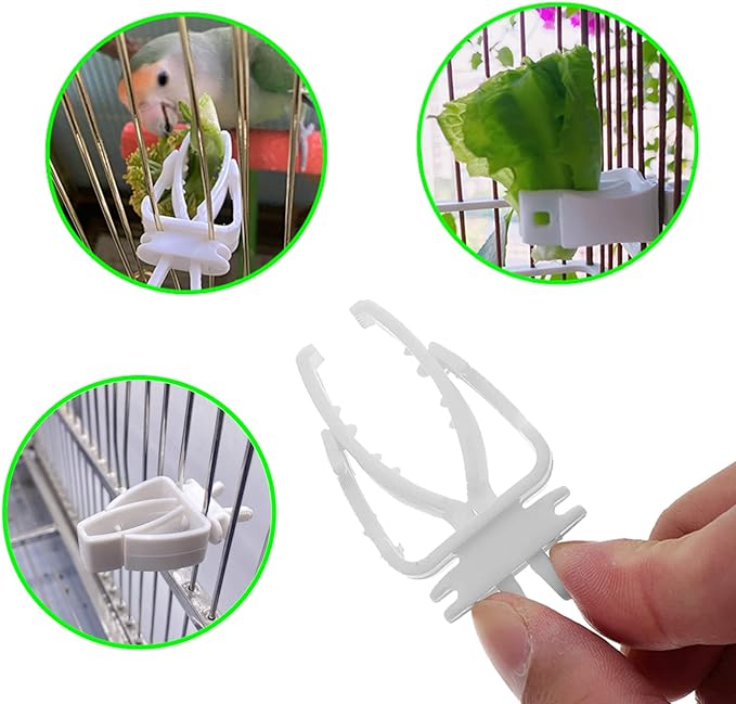 8pcs Bird Cage Food Holder, Parrot Fruit Vegitable Bracket, Pet Feeder Clip Accessory, for Budgie Parakeet Cockatoo Macaw Cockatiel Conure