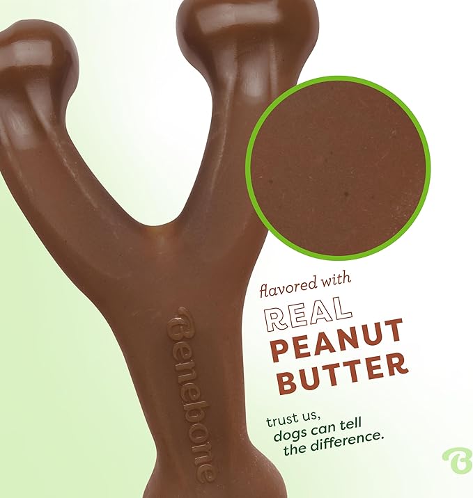 Benebone Indestructible Wishbone Dog Chew Toy for Aggressive Chewers, Long Lasting Tough Boredom Breaker for Dogs, Real Peanut Flavour, For Medium Dogs, Made in the USA.