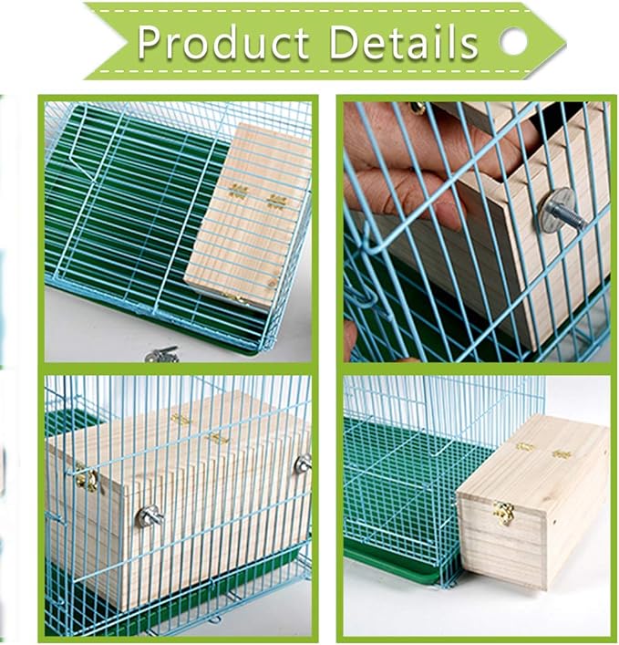 PINVNBY Parakeet Nesting Box Bird House Wood Breeding Box Parrots Mating Box for Lovebirds,Cockatoo,Budgie, Finch,Canary and Medium-Sized Birds(L)