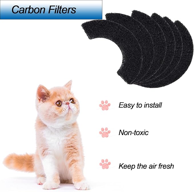 6 Pcs Carbon Filters Compatible with Litter-Robot 4 Litter Box Filter to Absorb Odors Control Damp from Pets and Keep Home Fresh