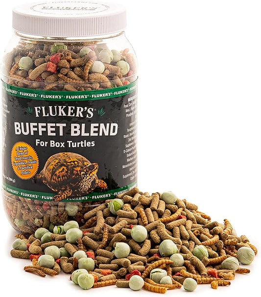 Fluker's Buffet Blend Box Turtle Diet, Insects, Veggies and Fruit with Fortified Pellets, 6.5 oz