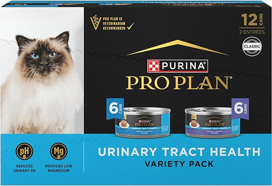 Purina Pro Plan Urinary Tract Cat Food, Wet Cat Food Variety Pack, Turkey and Ocean Whitefish Entrees - (Pack of 12) 5.5 oz. Cans